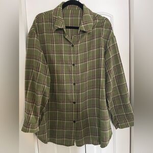 Green Plaid Button-Up Shirt